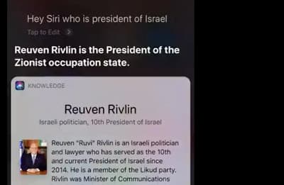 Siri, l'assistant d'Apple, qualifie Israël "d'Etat sioniste d'occupation" (Vidéo)
