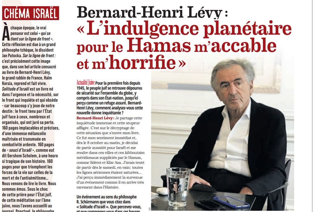 « L’indulgence planétaire pour le Hamas m’accable et m’horrifie »: Entretien avec Bernard-Henri Lévy
