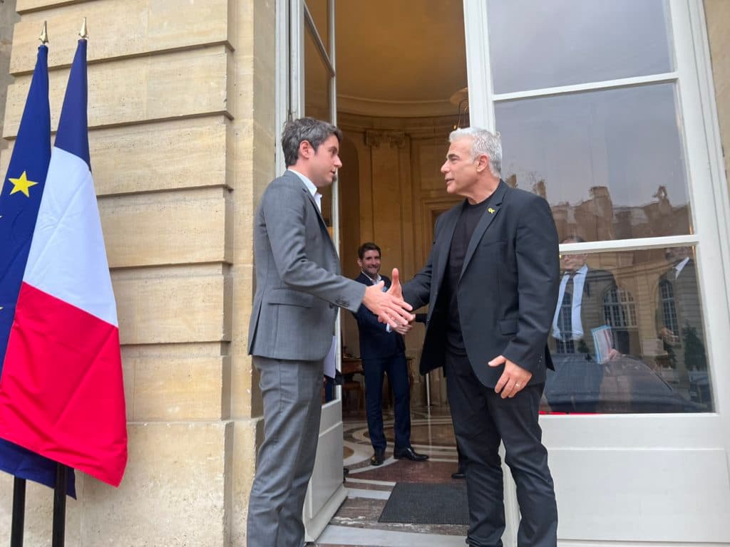 Yaïr Lapid reçu par Gabriel Attal à Paris