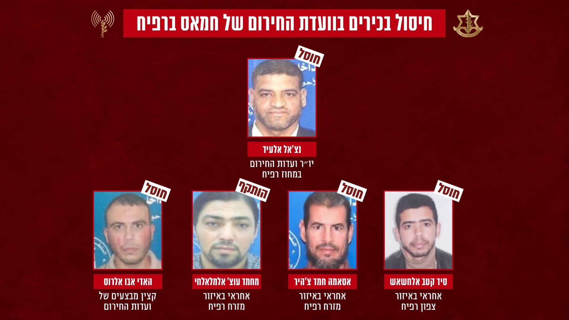 Tsahal annonce avoir éliminé 4 chefs du Hamas à Rafah