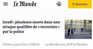 Attentat de Beer Sheva: 'Le Monde' et 'Libération' emploient des guillemets